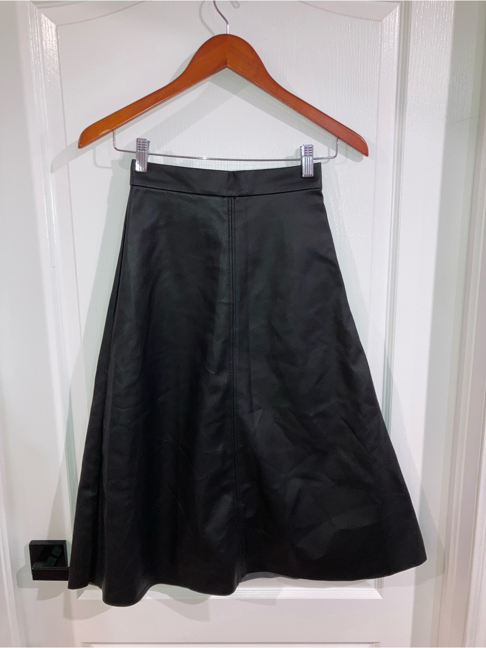 H&M Black Faux Leather A-Line Skirt - size 0